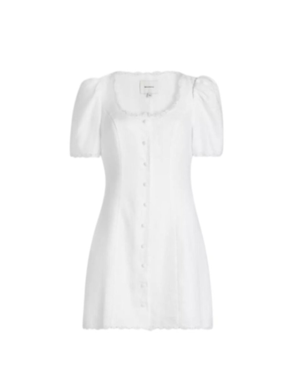 Reformation Anabella White Linen Mini Dress Size 8 Short Sleeve Fully-Lined - Picture 4 of 8